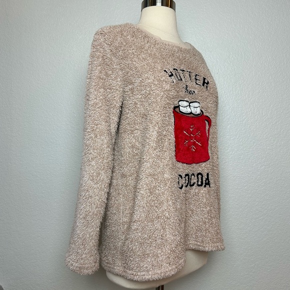 Secret Treasures Sleepwear Women's Soft Fleece Sweatshirt HOTTER THAN COCOA Sz M - Picture 2 of 6